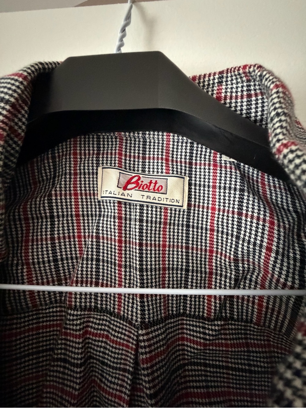 Biotto Men's Red & Black Houndstooth Plaid Dress Shirt